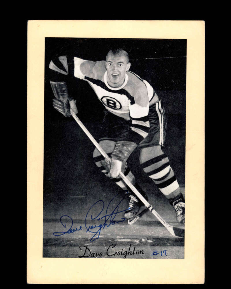 Dave Creighton Signed 1944-63 Beehive Photo 5x7 Premium Boston Briuns Autographed
