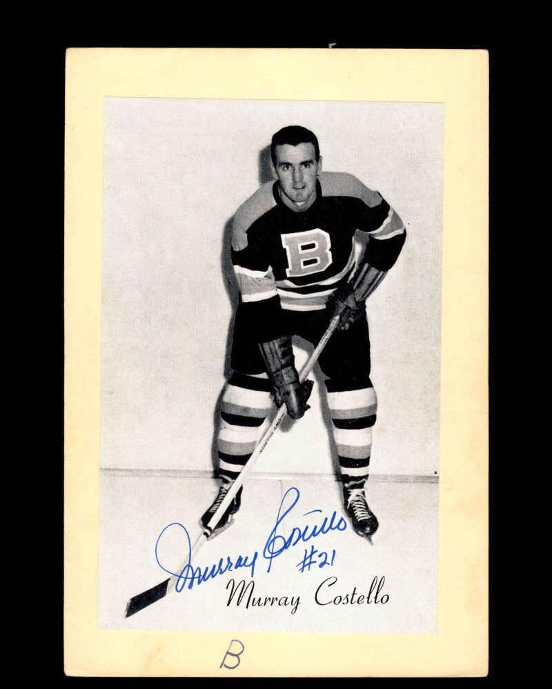 Murry Costello Signed 1944-63 Beehive Photo 5x7 Premium Boston Briuns Autograph