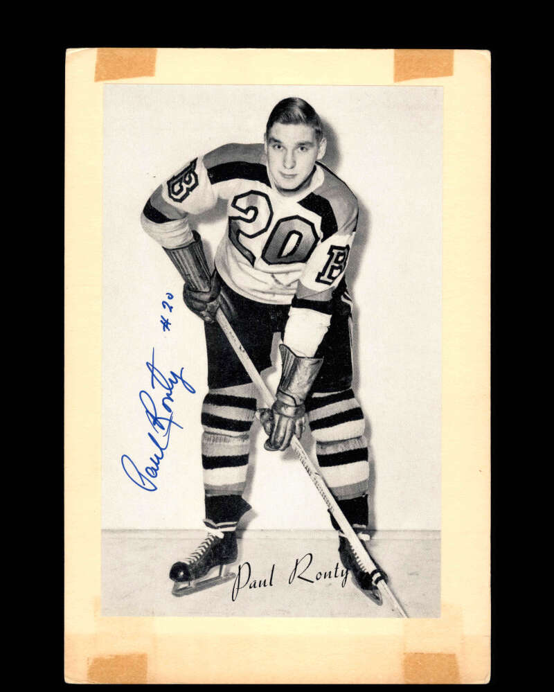 Paul Ronty Signed 1944-63 Beehive Photo 5x7 Premium Boston Briuns Autograph