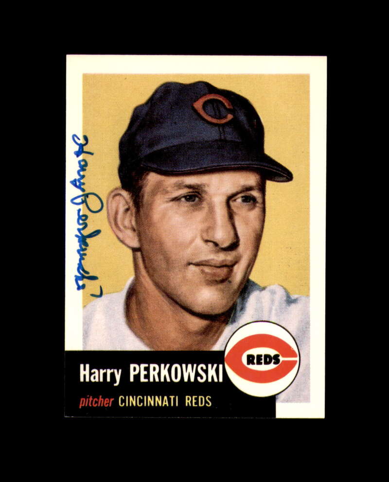 Harry Perkowski Hand Signed 1991 1953 Topps Archives Cincinnati Reds Autograph