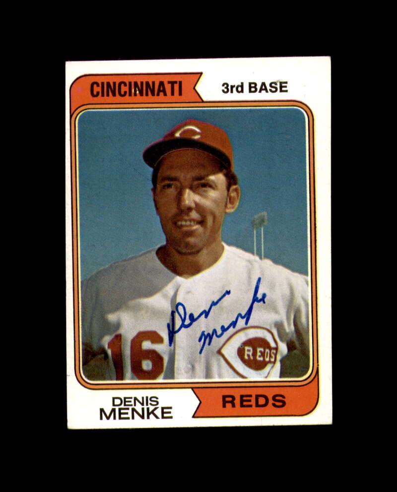 Denis Menke Signed 1974 Topps Cincinnati Reds Autograph