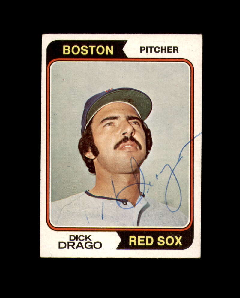 Dick Drago Hand Signed 1974 Topps Boston Red Sox Autograph