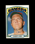 Casey Cox Hand Signed 1972 Topps Texas Rangers Autograph