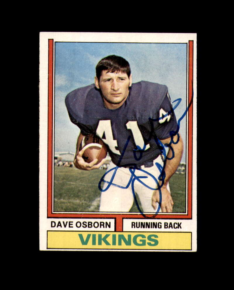 Dave Osborn Hand Signed 1974 Topps Minnesota Vikings Autograph