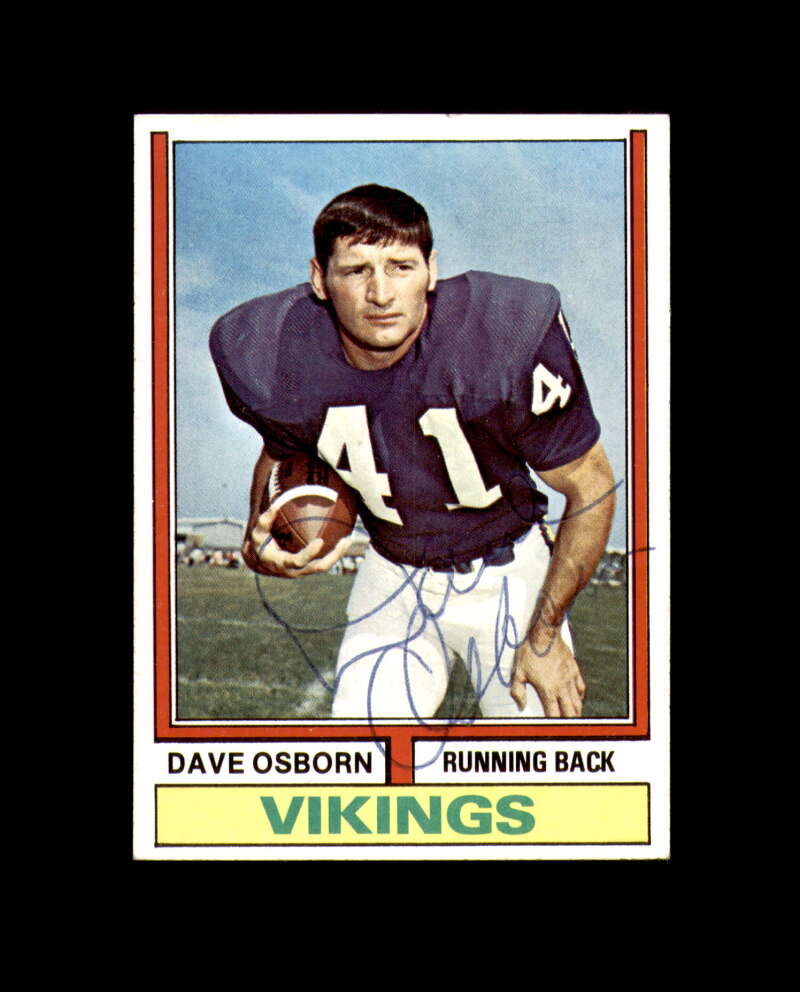 Dave Osborn Hand Signed 1974 Topps Minnesota Vikings Autographed