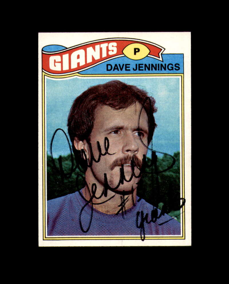 Dave Jennings Hand Signed 1977 Topps New York Giants Autograph