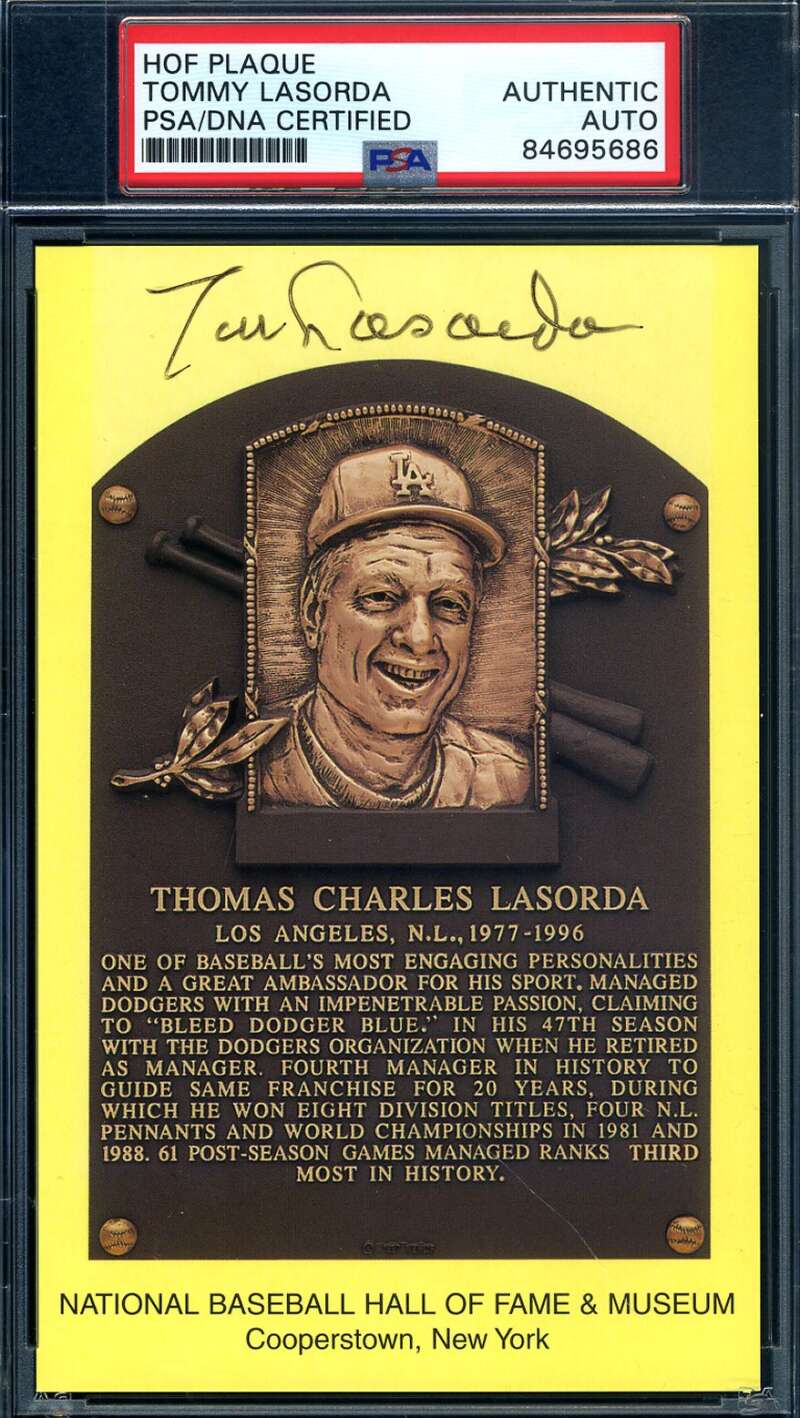 Tommy Lasorda PSA DNA Signed Gold Hall Of Fame Plaque Autographed