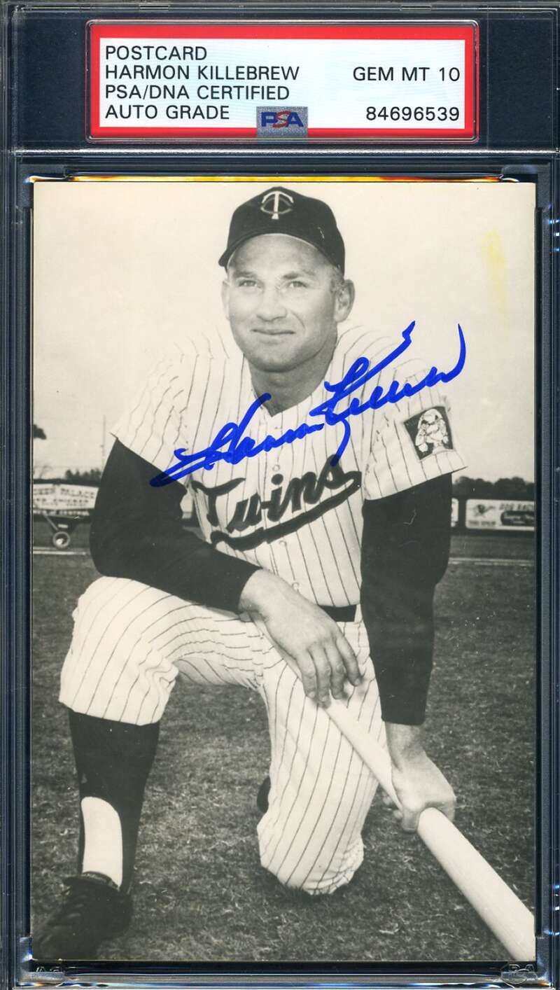 Harmon Killebrew Gem Mint 10 PSA DNA Coa Signed Photo Postcard Minnesota Twins Autograph