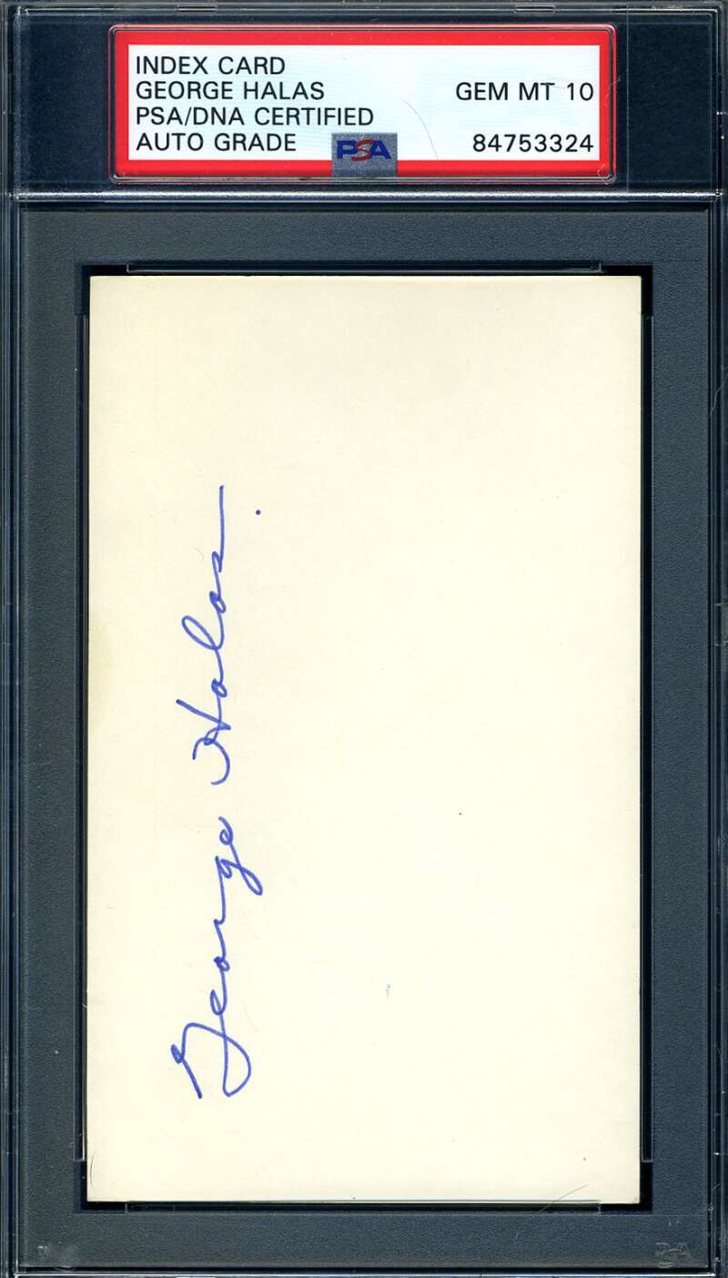 George Halas Gem Mint 10 PSA DNA Coa Signed 3x5 Index Card Bears Autograph