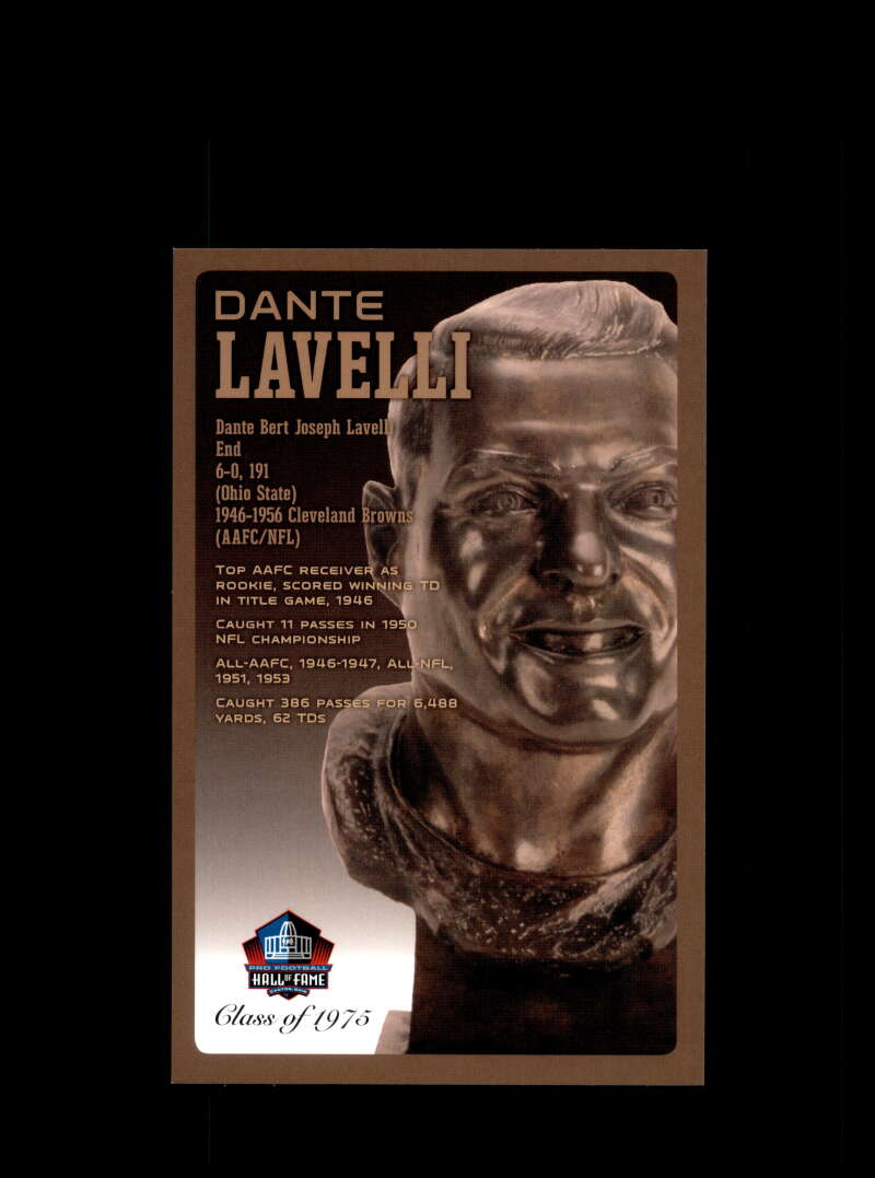 Dante Lavelli  Football Hall Of Fame Bronze Bust Postcard Plaque #/150 Browns
