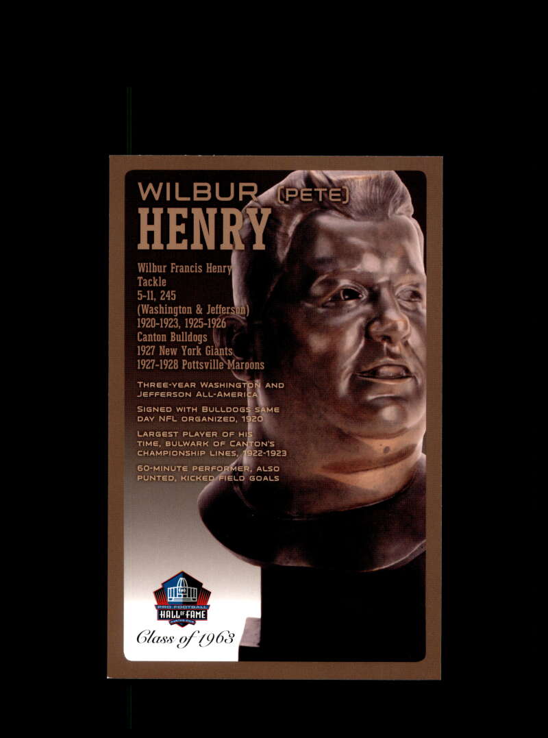 Pete Henry  Football Hall Of Fame Bronze Bust Postcard Plaque #/150 Giants