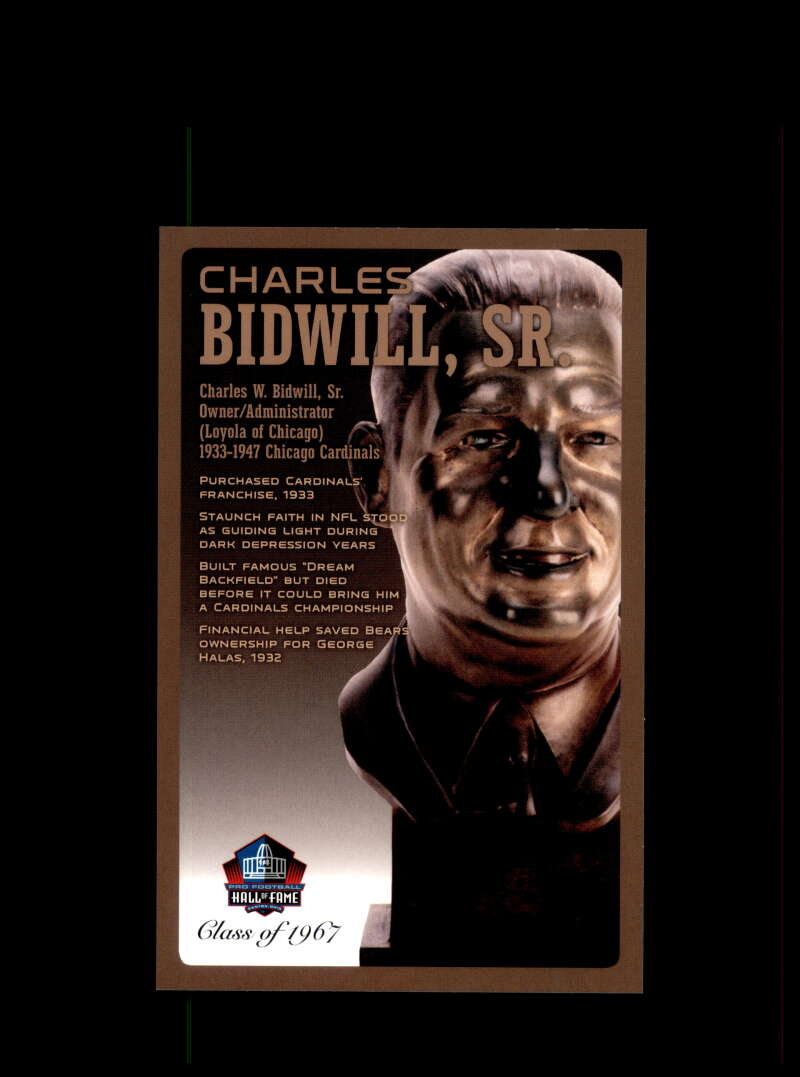 Charles Bidwell  Football Hall Of Fame Bronze Bust Postcard Plaque #/150 Cardinals