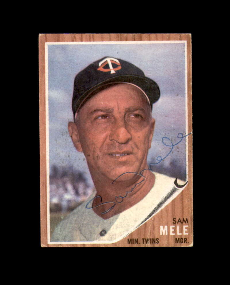 Sam Mele Hand Signed 1962 Topps Minnesota Twins Autograph