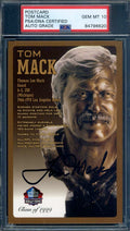 Tom Mack Gem Mint 10 PSA DNA Signed HOF Bronze Bust Postcard Autographed