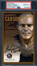 Harry Carson Gem Mint 10 PSA DNA Signed HOF Bronze Bust Postcard Autograph