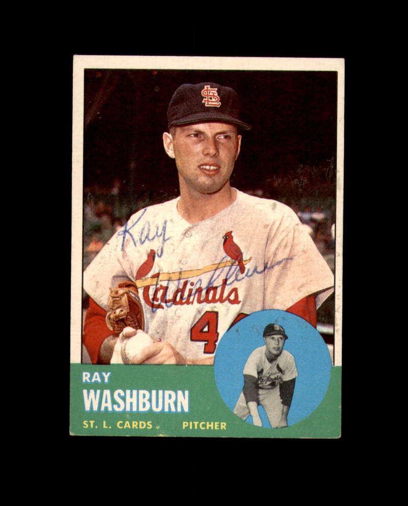 Ray Washburn Hand Signed 1963 Topps St. Louis Cardinals Autograph