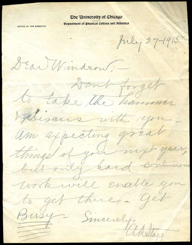 Amos Alonzo Stagg PSA DNA Signed Coa Rare Letter Autograph