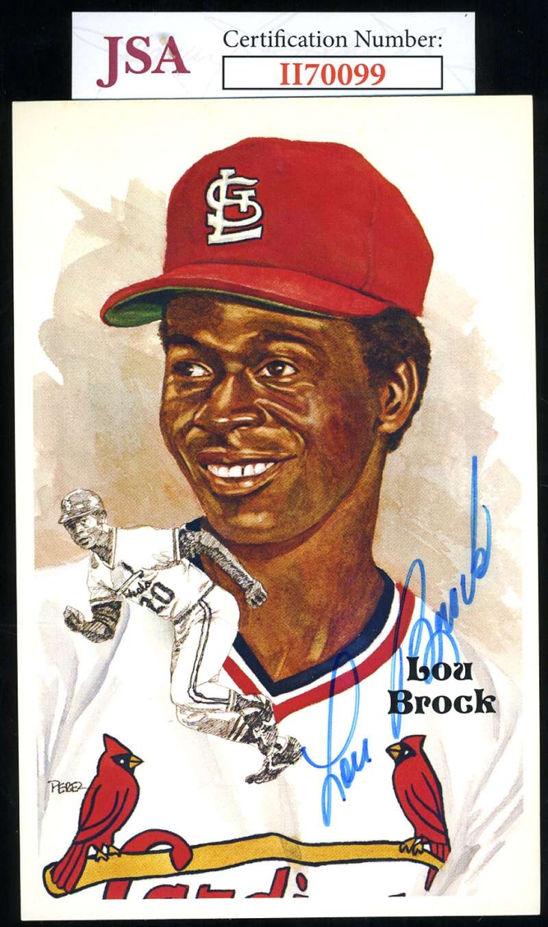 Lou Brock JSA Coa Signed Perez Steele Autograph