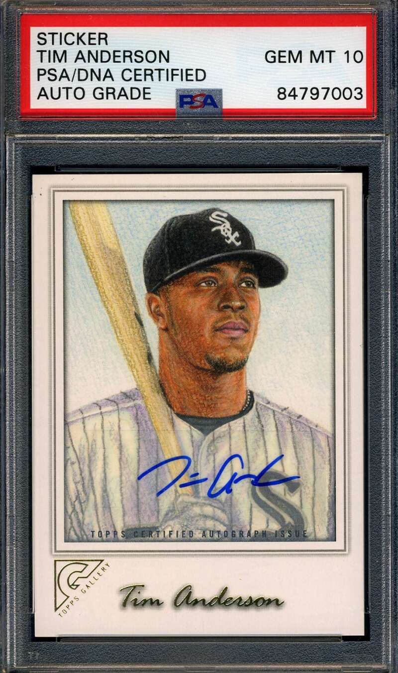 Tim Anderson Gem Mint 10 PSA DNA Signed 2017 Topps Gallery Autograph