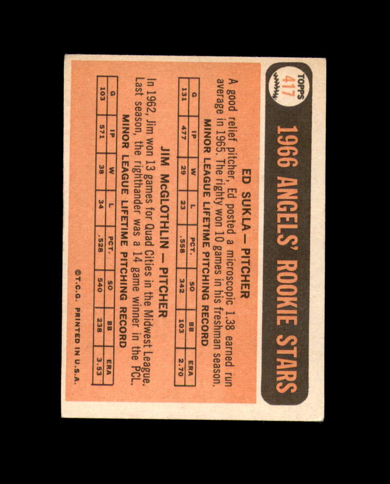 Ed Sukla Hand Signed 1966 Topps Rookie Stars California Angels Autograph