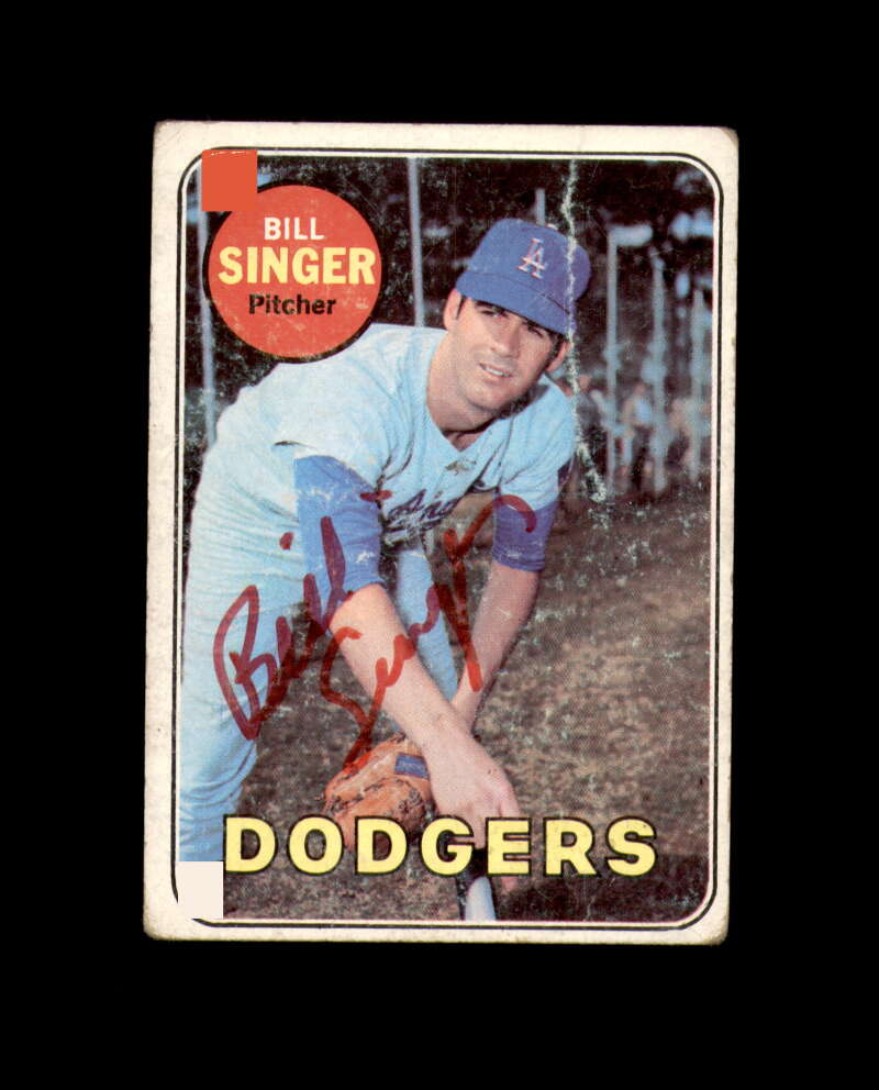 Bill Singer Hand Signed 1969 Topps Los Angeles Dodgers Autographed