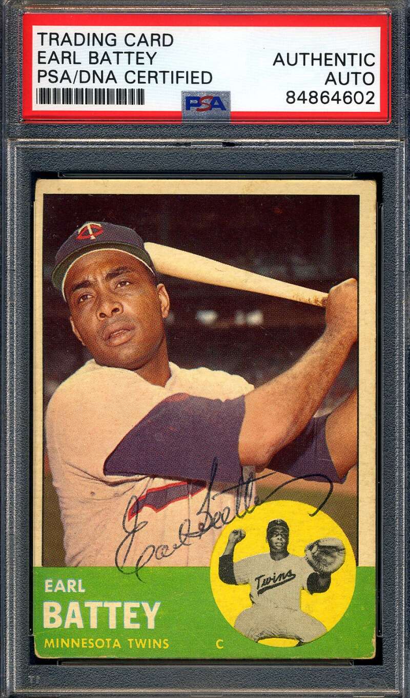 Earl Battey PSA DNA Signed 1963 Topps Autograph
