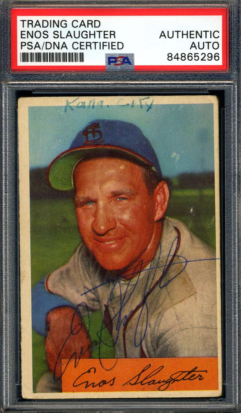 Enos Slaughter PSA DNA Coa Signed 1954 Bowman Autograph