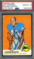 Dick Anderson Gem Mint 10 PSA DNA Signed 1969 Topps Rookie Autograph