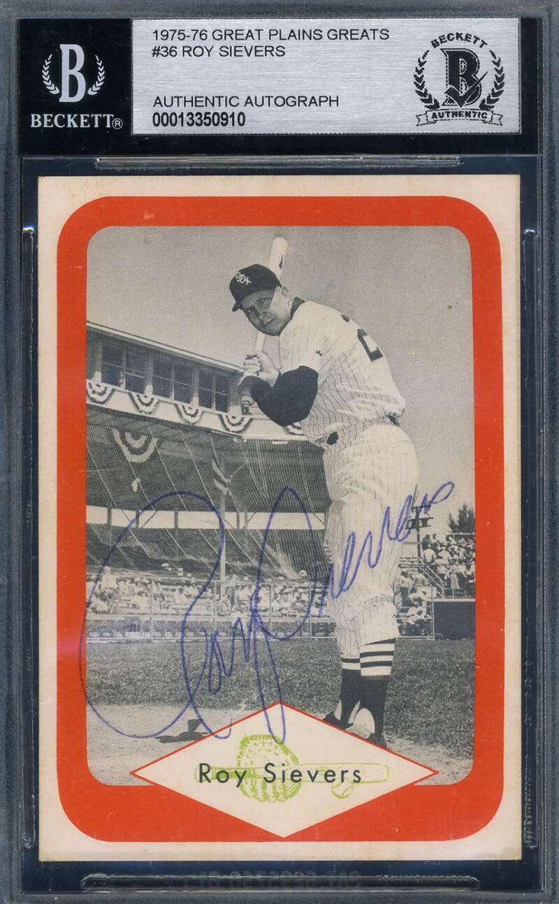 Roy Sievers Beckett BAS Signed 1975-76 Great Plains Greats Autograph