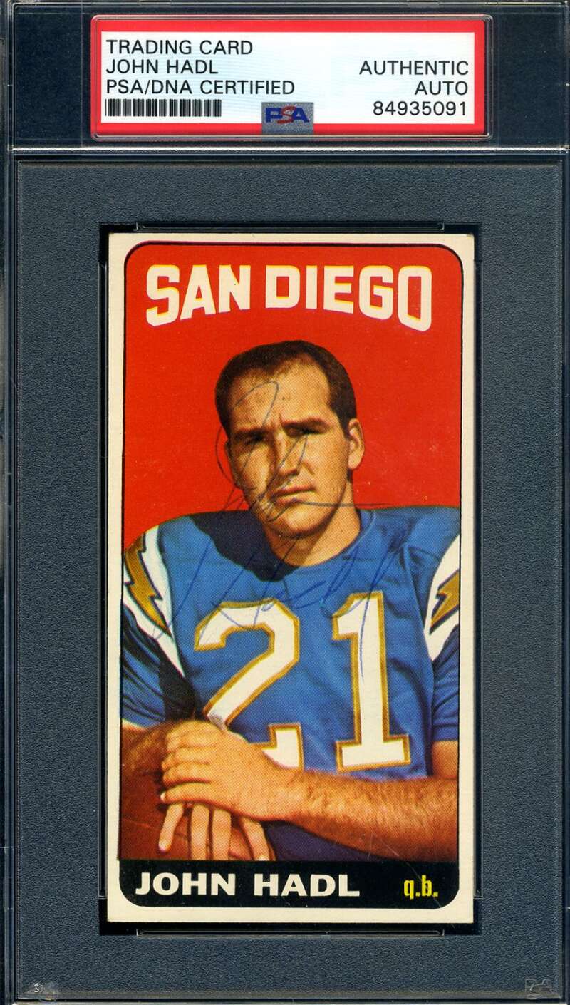 John Hadl PSA DNA Signed 1965 Topps Autograph