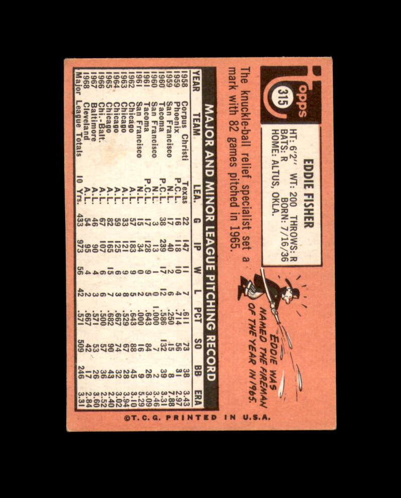 Eddie Fisher Signed 1969 Topps California Angels Autograph