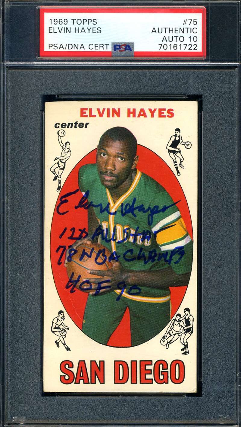 Elvin Hayes Gem Mint 10 PSA DNA Signed 1969 Topps Rookie Autograph