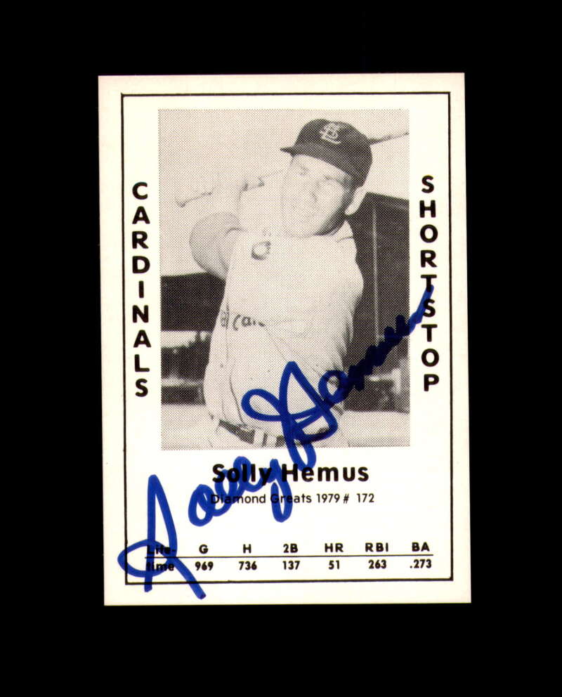 Solly Hemus Signed 1979 Diamond Greats St. Louis Cardinals Autograph