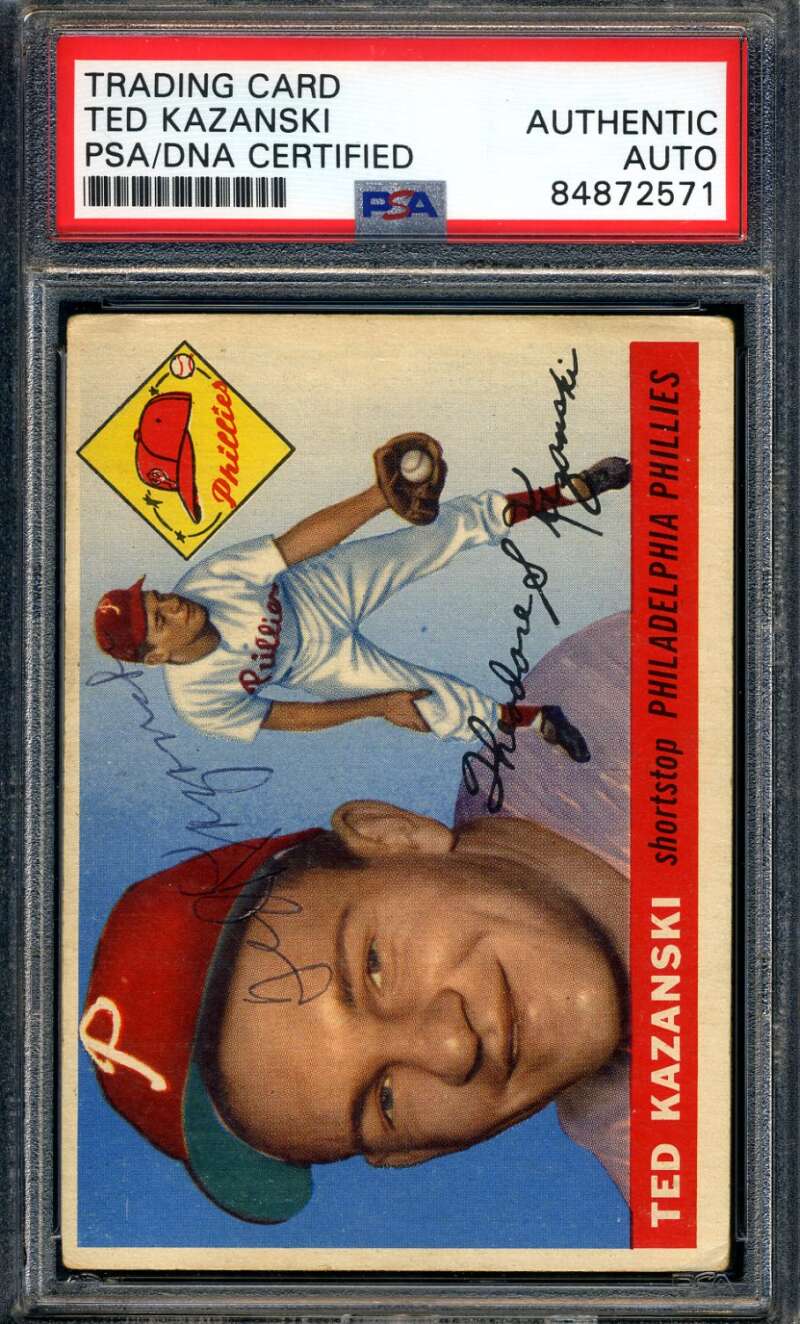 Ted Kazanski PSA DNA Signed 1955 Topps Autograph