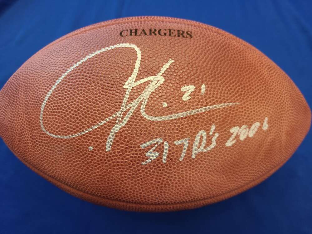 LADAINIAN TOMLINSON JSA Coa Signed Game Issued Chargers  Wilson The Duke Football 2