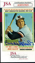 Brooks Robinson JSA Coa Signed 1978 Topps 1977 Record Breaker Autograph