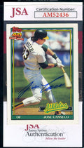 Jose Canseco JSA Coa Signed 1991 Topps Autograph