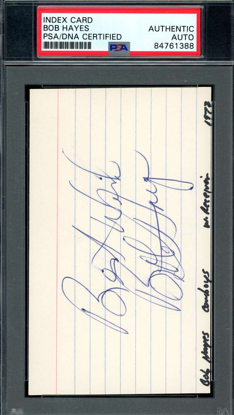 Bob Hayes PSA DNA Signed 3x5 Index Card Autograph