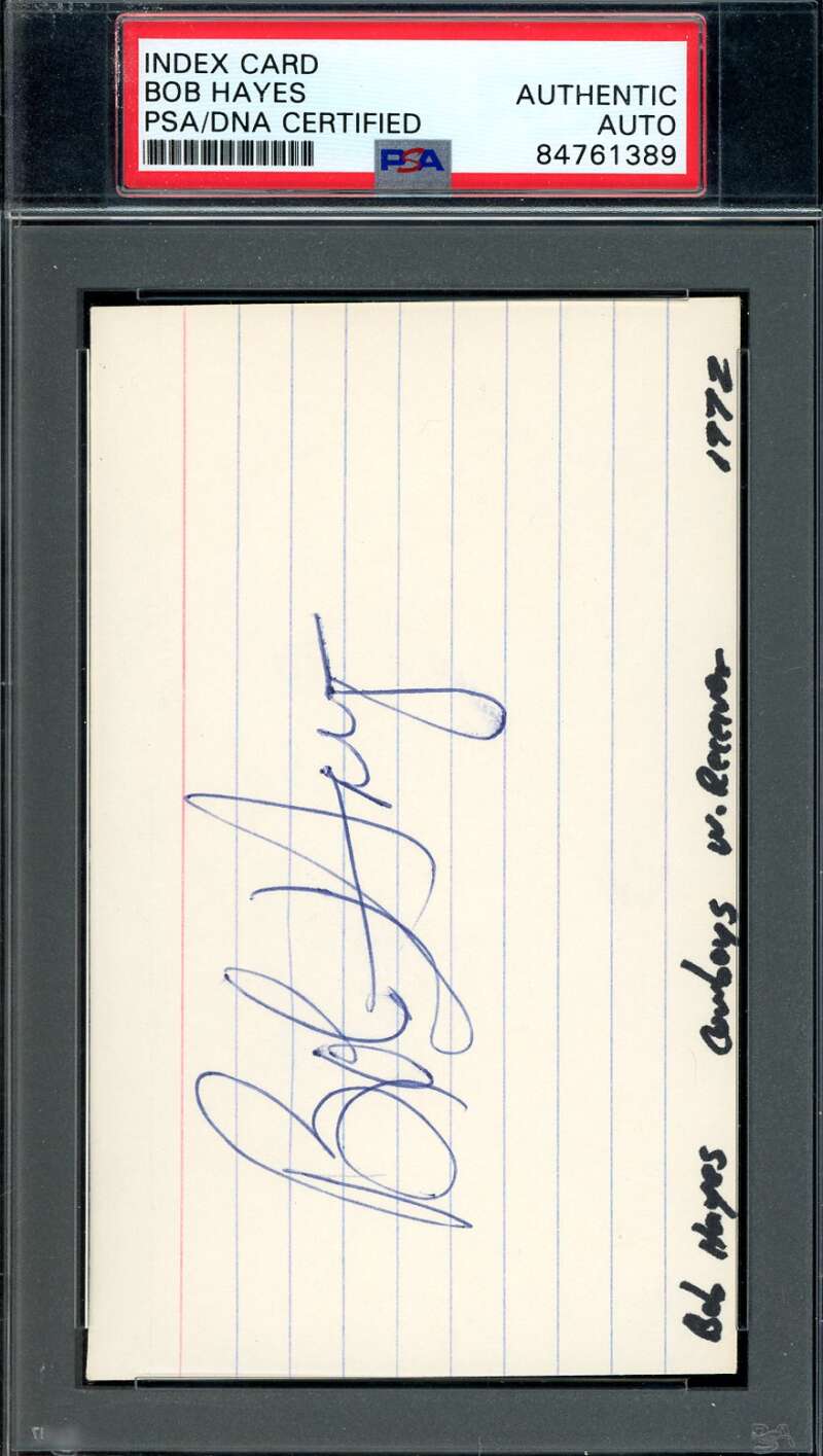 Bob Hayes PSA DNA Signed 3x5 Index Card Autographed