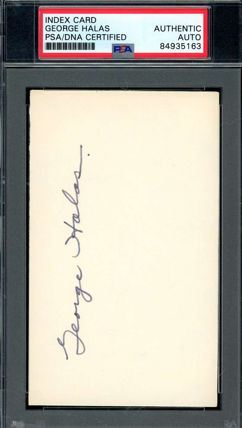 George Halas PSA DNA Signed 3x5 Index Card Autograph