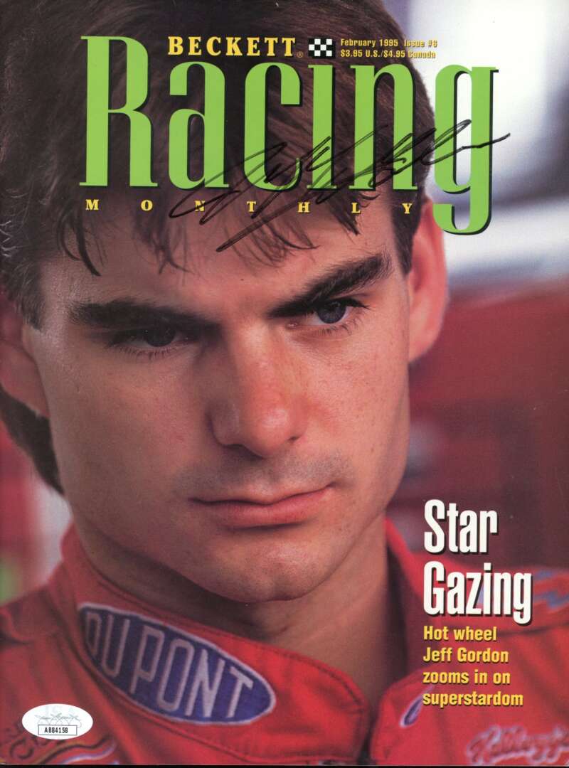 Jeff Gordon Geoff Bodine JSA Coa Signed  1995 Beckett Racing Monthly Magazine Autograph