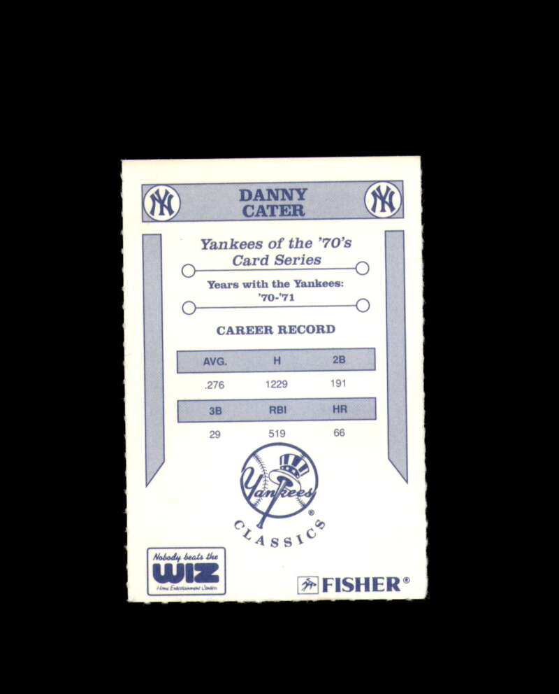 Danny Cater Signed 1992 Wiz Yankees of The 70's New York Yankees Autograph