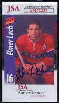 Elmer Lach JSA Coa Signed Molson Export Card Autograph