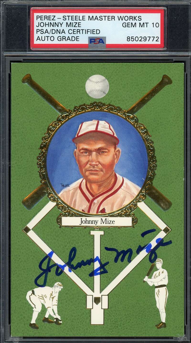 Johnny Mize Gem Mint 10 PSA DNA Coa Signed Perez Steele Master Works Rose Autograph