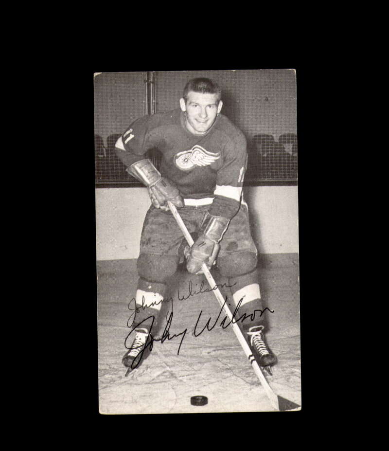 Johnny Wilson Signed JD McCarthy Vintage Postcard 1950`s 60`s Detroit Red Wings Autograph