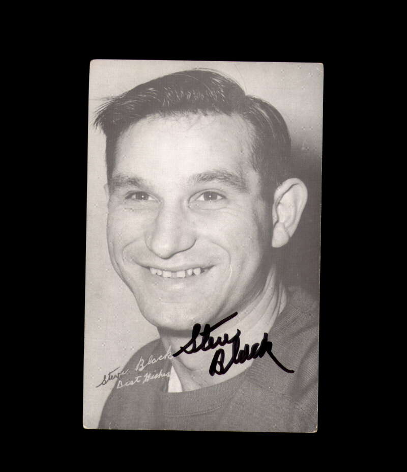 Steve Black Signed JD McCarthy Vintage Postcard 1950`s 60`s Detroit Red Wings Autograph