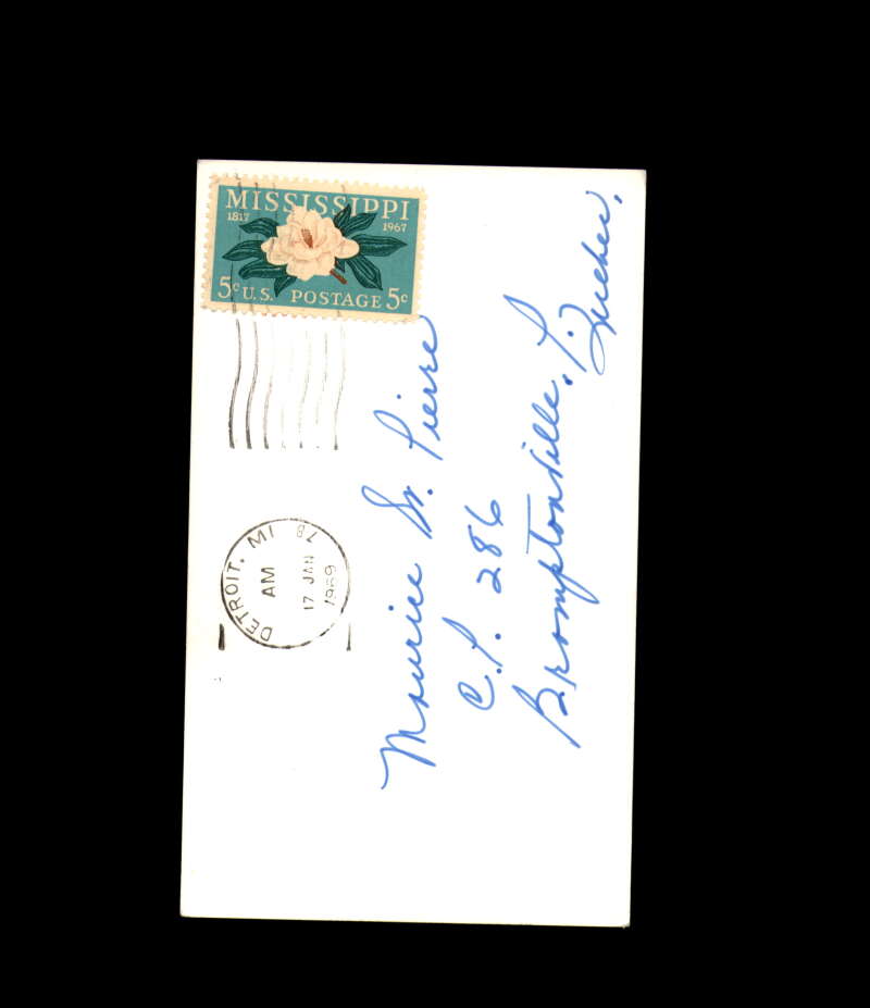 Gary Bergman Signed 1969 Vintage Postcard 1950`s 60`s Detroit Red Wings Autograph