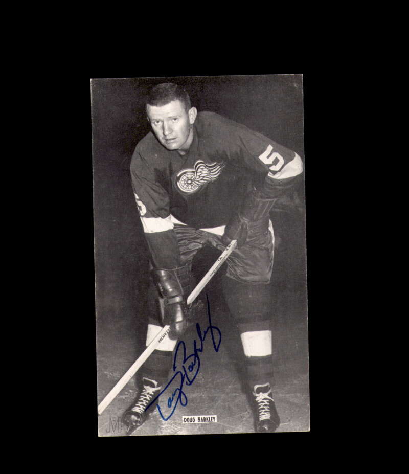 Doug Barkley Signed JD McCarthy Vintage Postcard 1950`s 60`s Detroit Red Wings Autograph