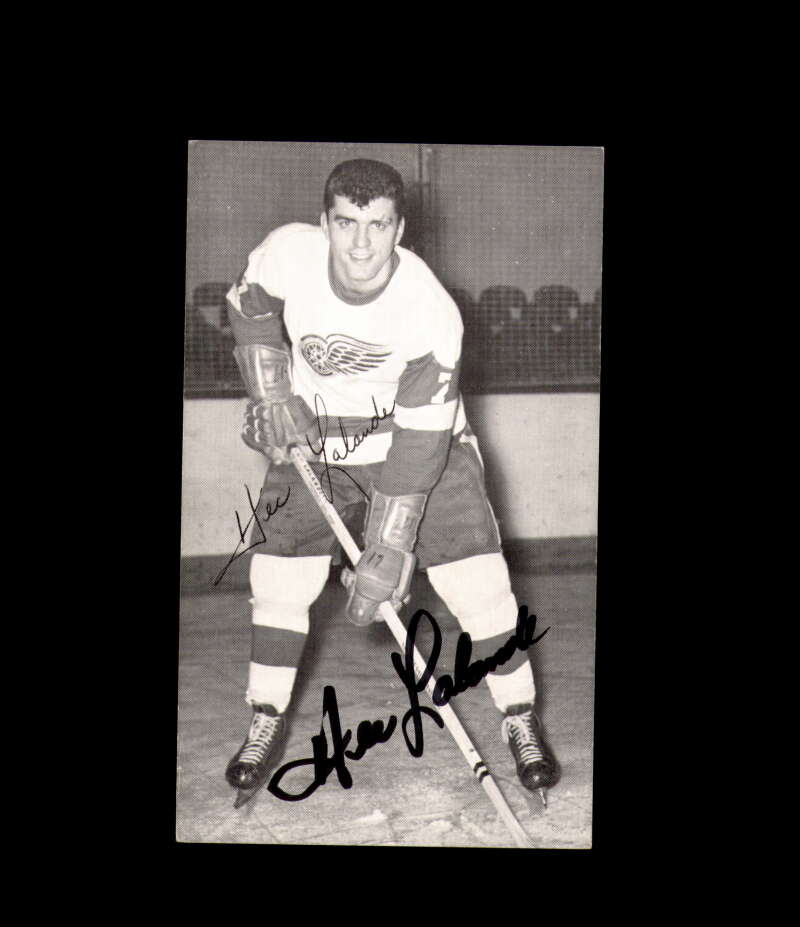 Hector Lalande Signed JD McCarthy Vintage Postcard 1950`s 60`s Detroit Red Wings Autograph