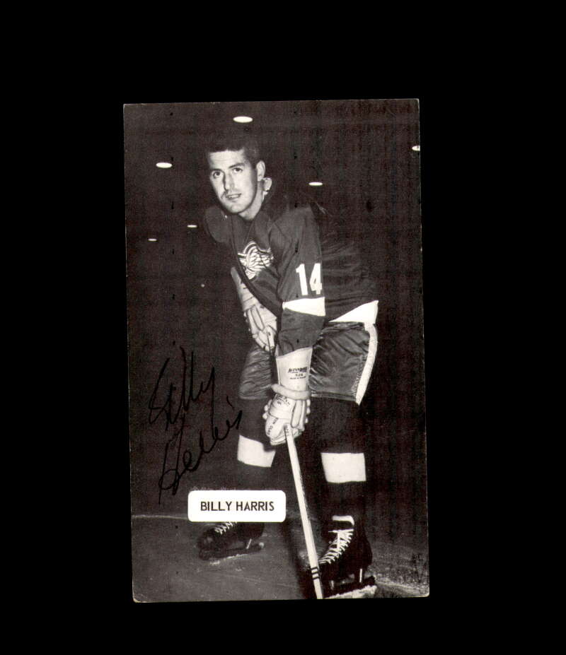 Billy Harris Signed JD McCarthy Vintage Postcard 1950`s 60`s Detroit Red Wings Autograph